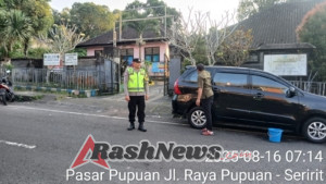 Polsek Pupuan Laksanakan Kegiatan Strong Point di Titik Rawan Lalu Lintas