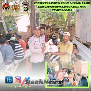 Polsek Padangbai Gelar Minggu Kasih Bersama Buruh Bangunan di Hari Kemerdekaan
