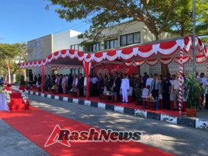 Penuh Syukur Upacara HUT RI di PLBN Diikuti Satgas Yonif 741/GN