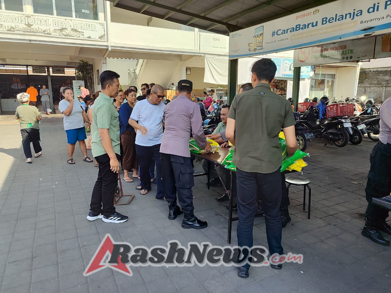 Gerakan Pangan Murah Polresta Denpasar, Polsek Denpasar Selatan Salurkan 1 Ton Beras SPHP di Jln Pantai Sindu Sanur Denpasar Selatan