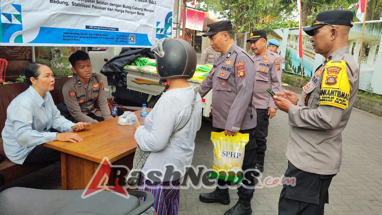 Polsek Denpasar Selatan Gelar Gerakan Pangan Murah, Salurkan 1 Ton Beras SPHP
