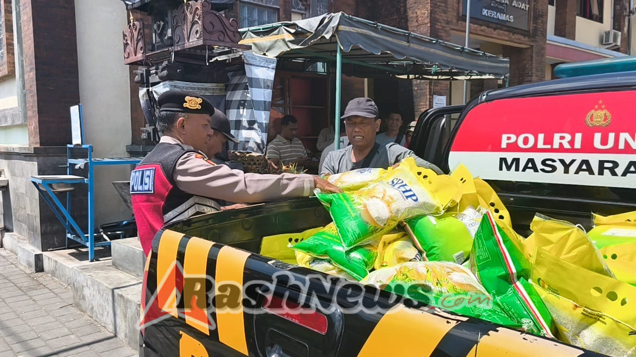 Gerakan Pangan Murah Polres Gianyar, Penyaluran Beras SPHP Tahap V di Pasar Keramas Blahbatuh