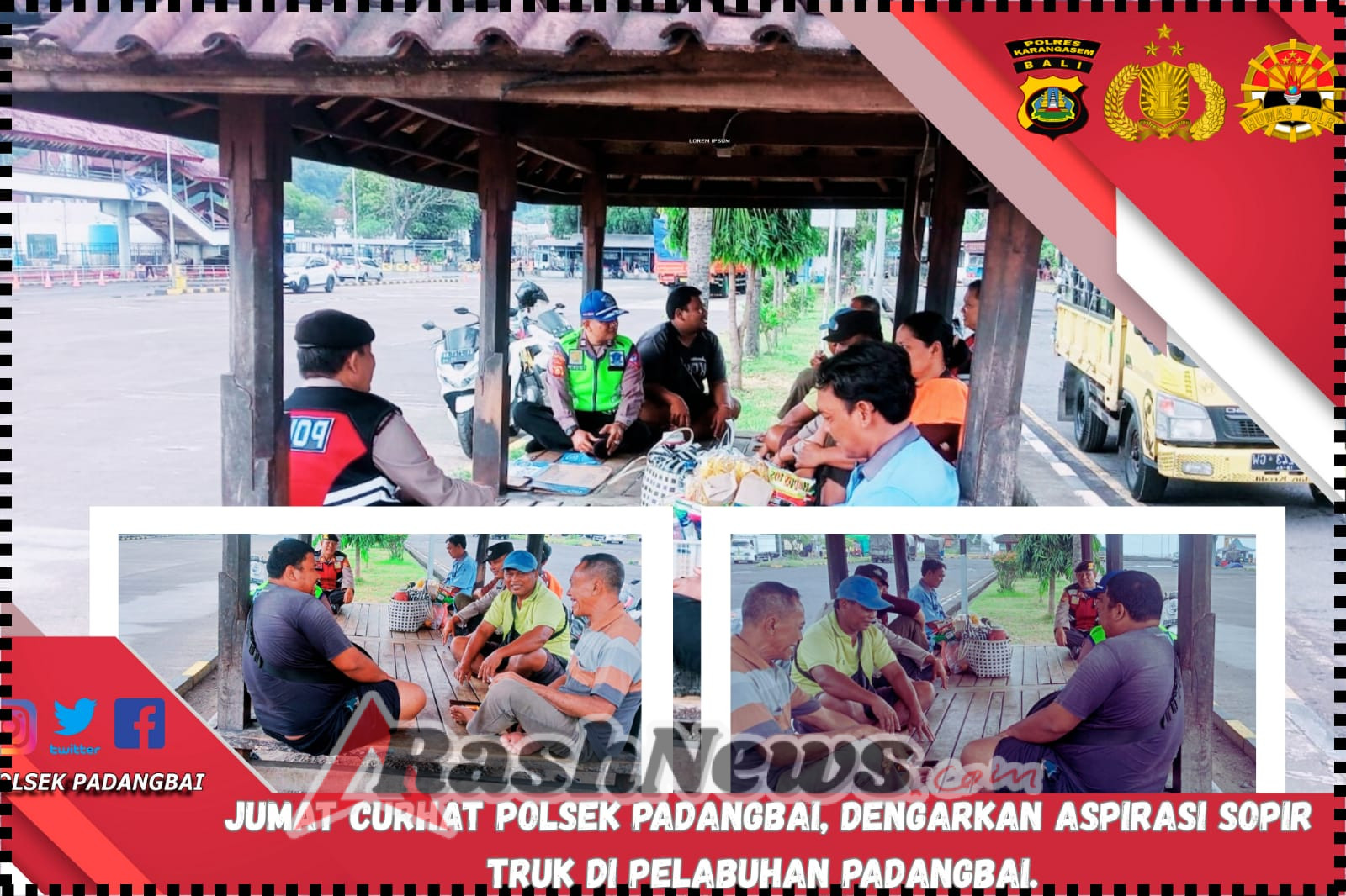 Jumat Curhat Polsek Padangbai, dengarkan Aspirasi sopir Truk di Pelabuhan Padangbai.