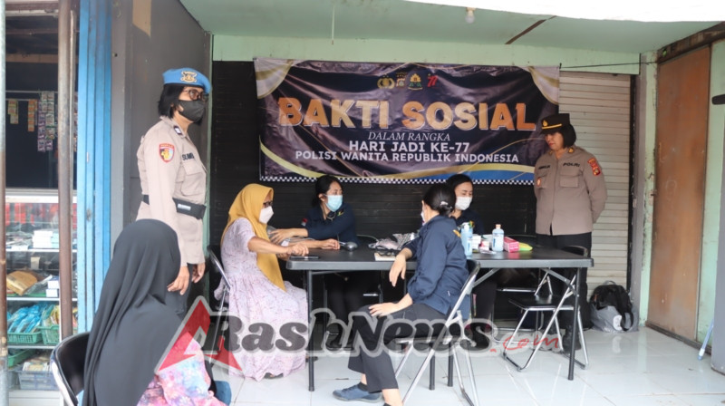 Polwan Polresta Denpasar Gelar Bakti Sosial dan Bakti Kesehatan dalam Rangka Hari Jadi ke-77 Polwan RI