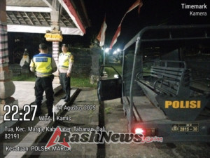 Polsek Marga Gelar Patroli Malam Cegah Gangguan Kamtibmas