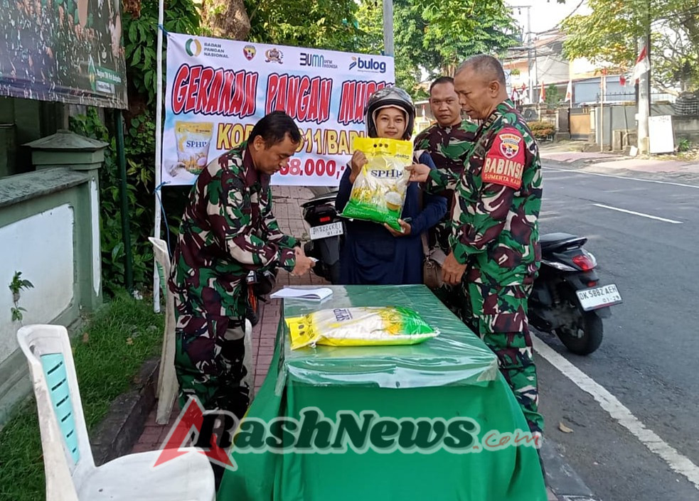 Gerakan Pangan Murah Kodim 1611/Badung Jual Beras dengan Harga Terjangkau