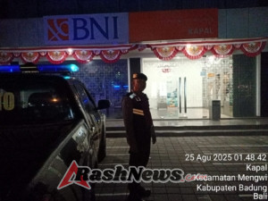 Patroli Perbankan Samapta Polsek Mengwi Sambangi BNI Kapal Pastikan Aman Dari Kejahatan Skiming