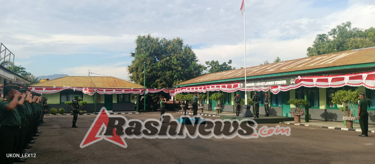 Kodim 1624/Flotim Gelar Upacara Pengibaran Bendera Merah Putih