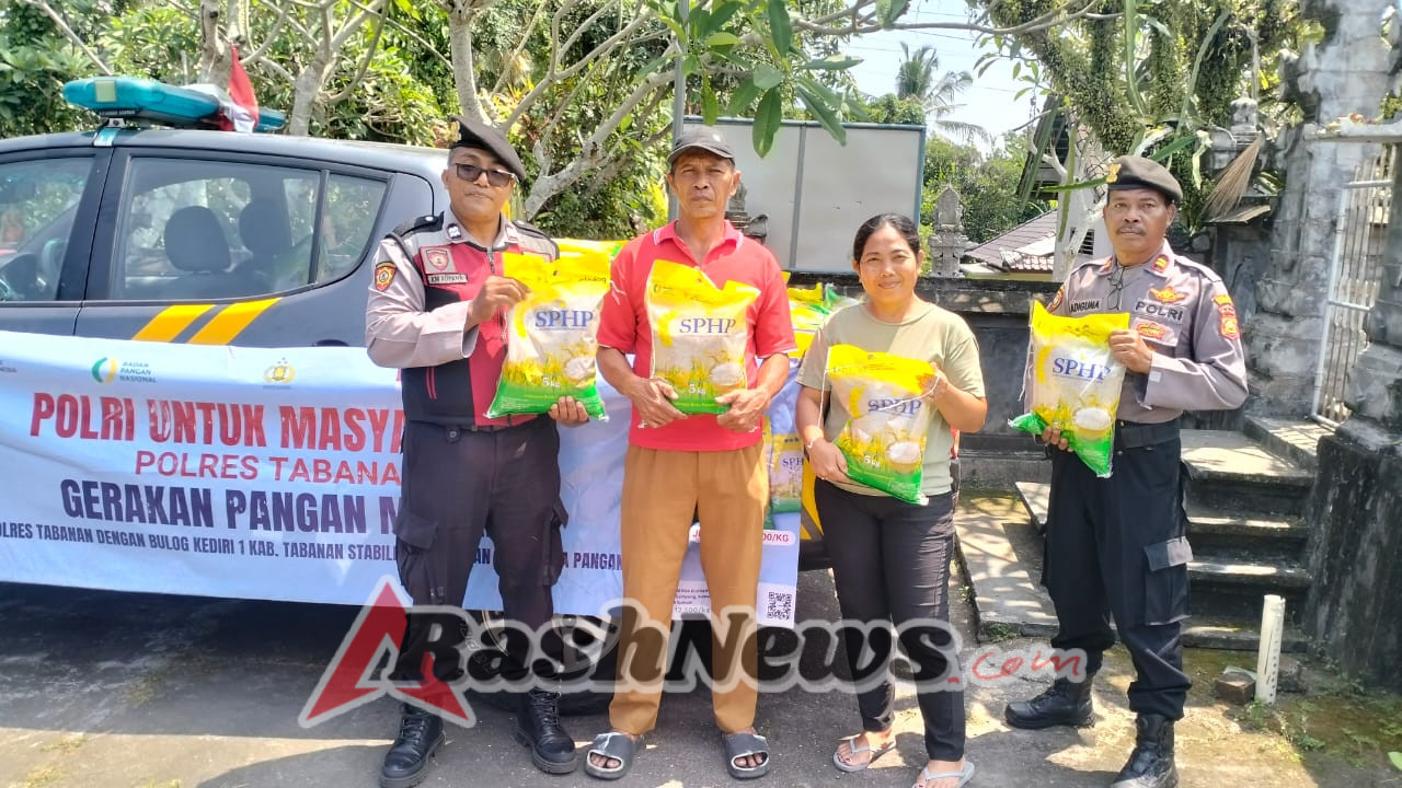 Dukung Program Ketahanan Pangan Nasional, Polsek Selemadeg Salurkan Beras SPHP di Antap