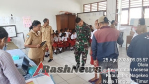 Bertempat di SDN Nataia dan Puskesmas Danga, Kompi Kesehatan Yonif TP 834/WM melaksanakan Cek Kesehatan Gratis.