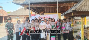 Jaga Sinergitas TNI Polri, Babinsa Gelgel Hadiri Bhakti Reliji dan Bhakti Sosial Peringati HUT Polwan Ke 77 Di Pura Dasar Buana Gelgel