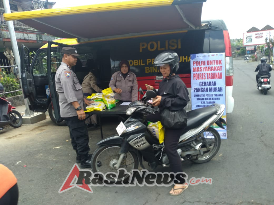 Polres Tabanan Bersama Bulog Gelar Pangan Murah, Salurkan 2 Ton Beras SPHP untuk Masyarakat