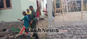Babinsa Dompu Perkuat Kebersamaan Lewat Pendampingan Pembangunan Rumah
