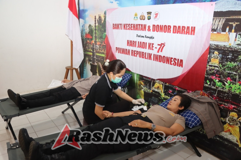 Polres Karangasem Gelar Donor Darah dalam Rangka HUT Polwan ke-77