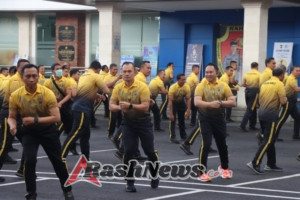 Kapolres Karangasem Pimpin Langsung Olahraga Pagi Bersama Jajaran Polsek