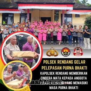 Polsek Rendang Gelar Acara Purna Tugas Dengan Penyerahan Cindera Mata