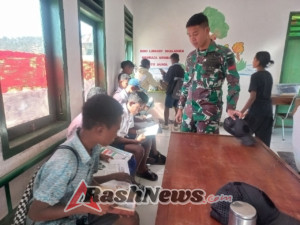 Satgas Pamtas Berikan Dukungan Pendidikan di Perbatasan Melalui Kegiatan Belajar di Pos Oelbinose