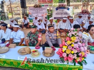 Babinsa dan Bhabinkamtibmas Berikan Dukungan Keamanan pada Upacara Melaspas LPD