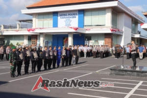 Polres Karangasem Gelar Apel Kesiapan Pengamanan Paruman Prajuru Desa Adat Bugbug