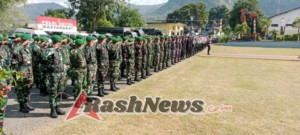 Pengamanan aksi damai oleh Yonif TP 834/WM dan Polres Ende untuk Masyarakat.
