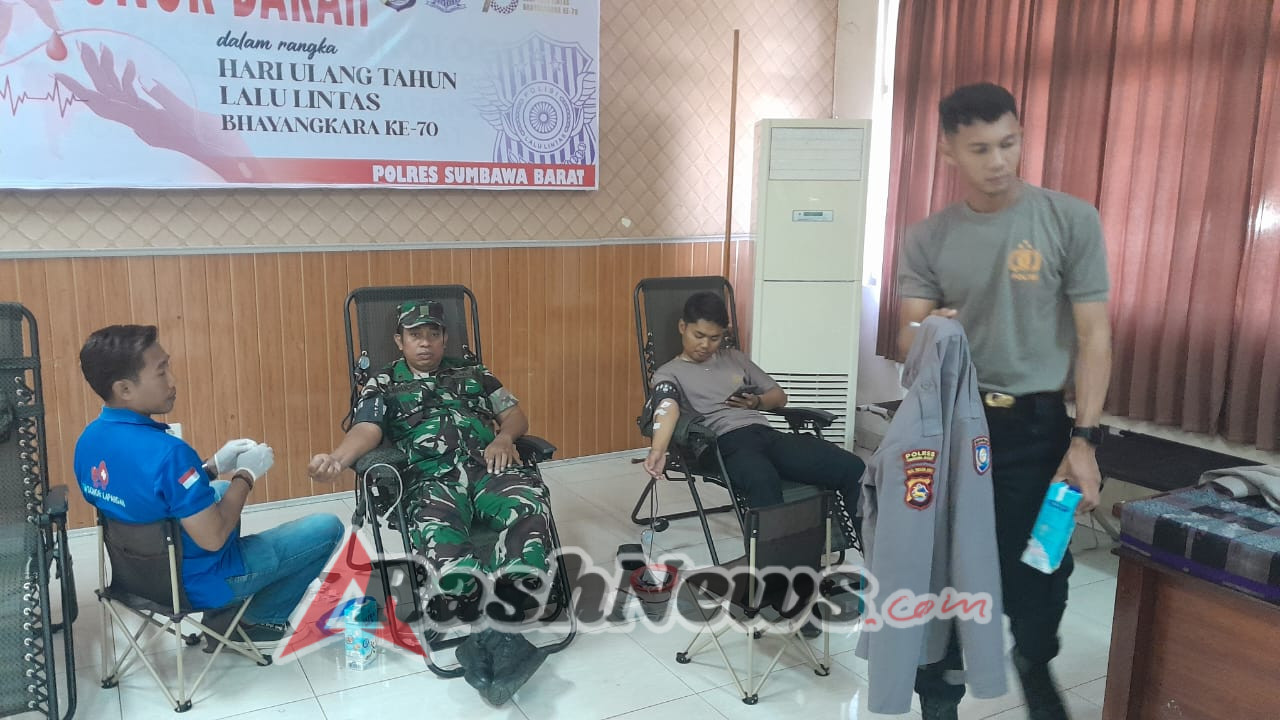 HUT Lalu Lintas ke-70, Personel Kodim 1628/KSB Sumbangkan Darah untuk Kemanusiaan