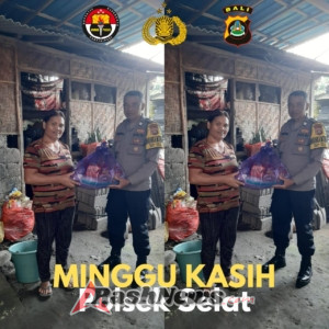 Bentuk Perhatian Polsek Selat kepada Warga Kurang Mampu, Gelar Minggu Kasih di Banjar Dinas Selat Desa Selat, Kec. Selat