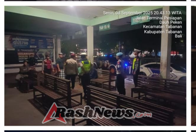 Blue Light Patrol Polres Tabanan Gandeng Pecalang  Cegah Potensi Gangguan di Titik Keramaian