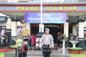 Polres Gianyar Gelar Upacara Bendera Peringati Hari Olahraga Nasional ke-42