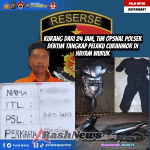 Kurang dari 24 Jam, Tim Opsnal Polsek Dentim Tangkap Pelaku Curanmor di Hayam Wuruk