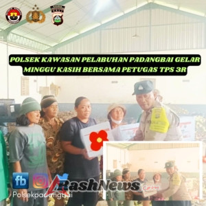 Polsek Kawasan Pelabuhan Padangbai gelar Minggu Kasih bersama Petugas TPS 3R