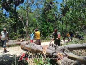 Gotong Royong Babinsa dan Masyarakat Desa Matasio Wujudkan Pembuatan Sampan