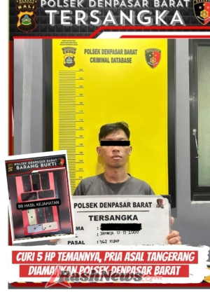Curi 5 HP Temannya, Pria Asal Tangerang Diamankan Polsek Denpasar Barat