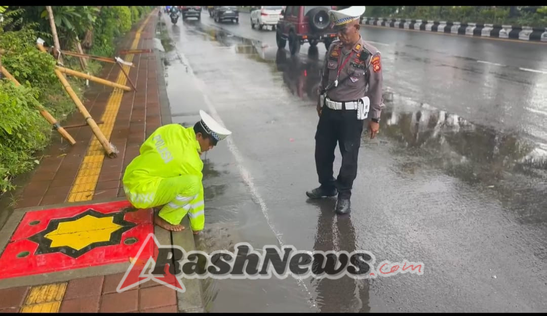 Denpasar Selatan Diguyur Hujan, Polisi Atensi Genangan Air di Sanur