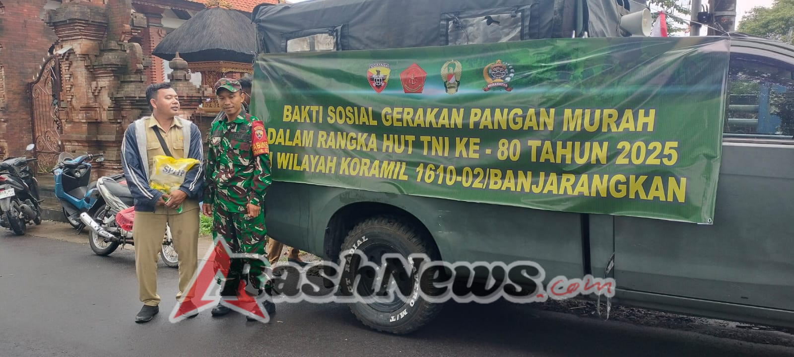 TNI Hadir Sejahterakan Masyarakat, Koramil Banjarangkan Gelar Pasar Murah Beras SPHP Peringati HUT Ke 80 TNI