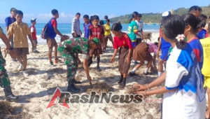 Sinergi TNI dan Masyarakat, Pantai Rua Dibersihkan Sambut HUT TNI ke-80
