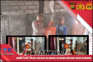 Minggu Kasih, Polsek Kawasan Pelabuhan Padangbai Bersama Buruh Bangunan