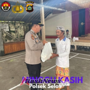 Bentuk Perhatian Polsek Selat kepada Warga Kurang Mampu, Gelar Minggu Kasih di Banjar Dinas Sebudi Desa Sebudi, Kec. Selat