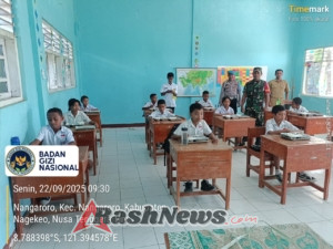 Program Gizi Anak: Koramil dan KSPPG Salurkan 1.491 Porsi Makan Siang Gratis di Nagekeo dan Ende
