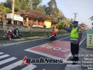 Guna Mencegah Kemacetan Pagi Hari Polsek Marga Melaksanakan Strong Point