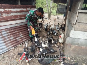 Babinsa Bersama Masyarakat Gotong Royong Bangun Irigasi Untuk Saluran Persawahan.