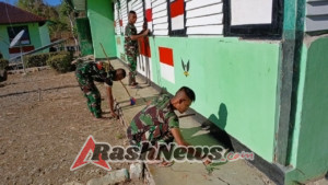 Satgas Yonif 741/GN Bersihkan Pangkalan Pos, Siap Laksanakan Serahterima Dengan Satgas Pengganti