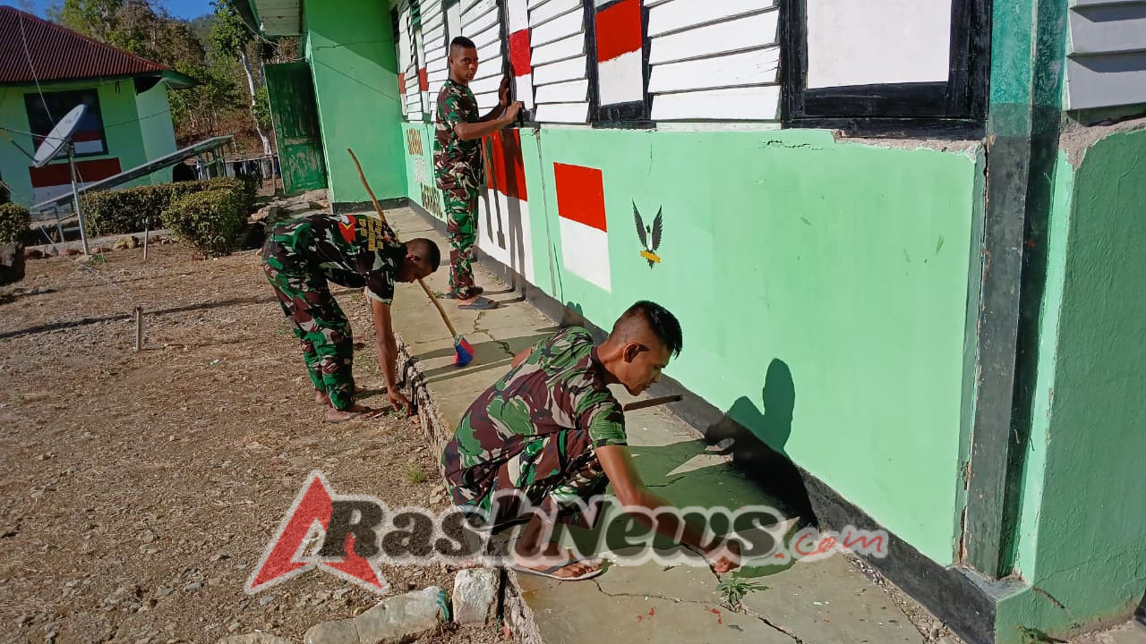 Satgas Yonif 741/GN Bersihkan Pangkalan Pos, Siap Laksanakan Serahterima Dengan Satgas Pengganti