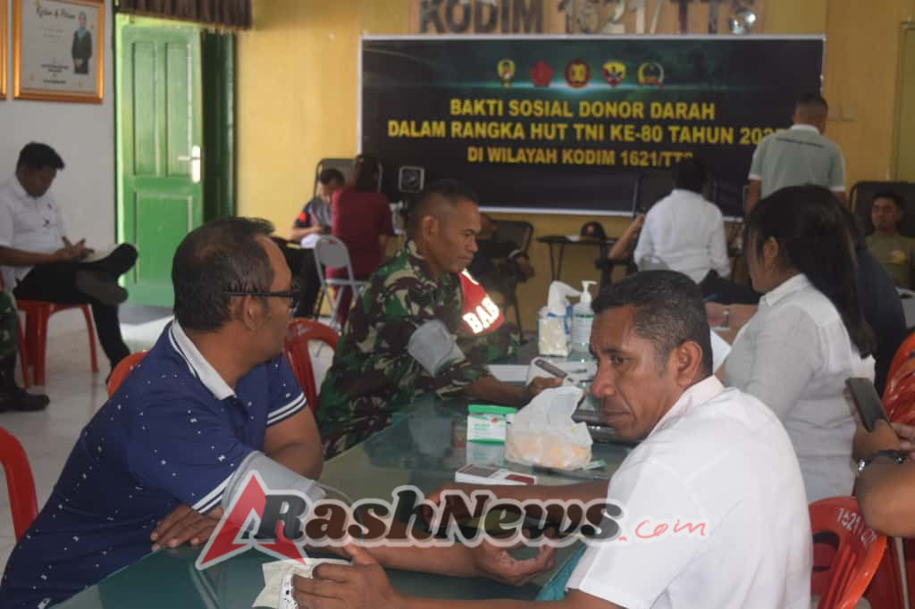 Donor Darah HUT ke-80 Yang di Gelar Kodim 1621/TTS, Berhasil Kumpulkan 34 Kantong Darah