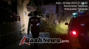 Patroli Jalan Kaki Subuh, Sat Samapta Polres Tabanan Pastikan Situasi Kota Tetap Kondusif