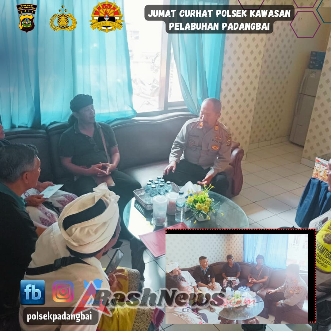 Hari ini Polsek Kawasan Pelabuhan Padangbai melaksanakan kegiatan Jumat Curhat bersama Prajuru Desa Adat Padangbai.