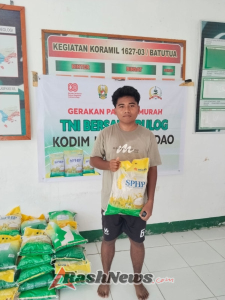 Koramil 1627-03/Batutua Dukung Ketersediaan Pangan Lewat Penjualan Beras SPHP