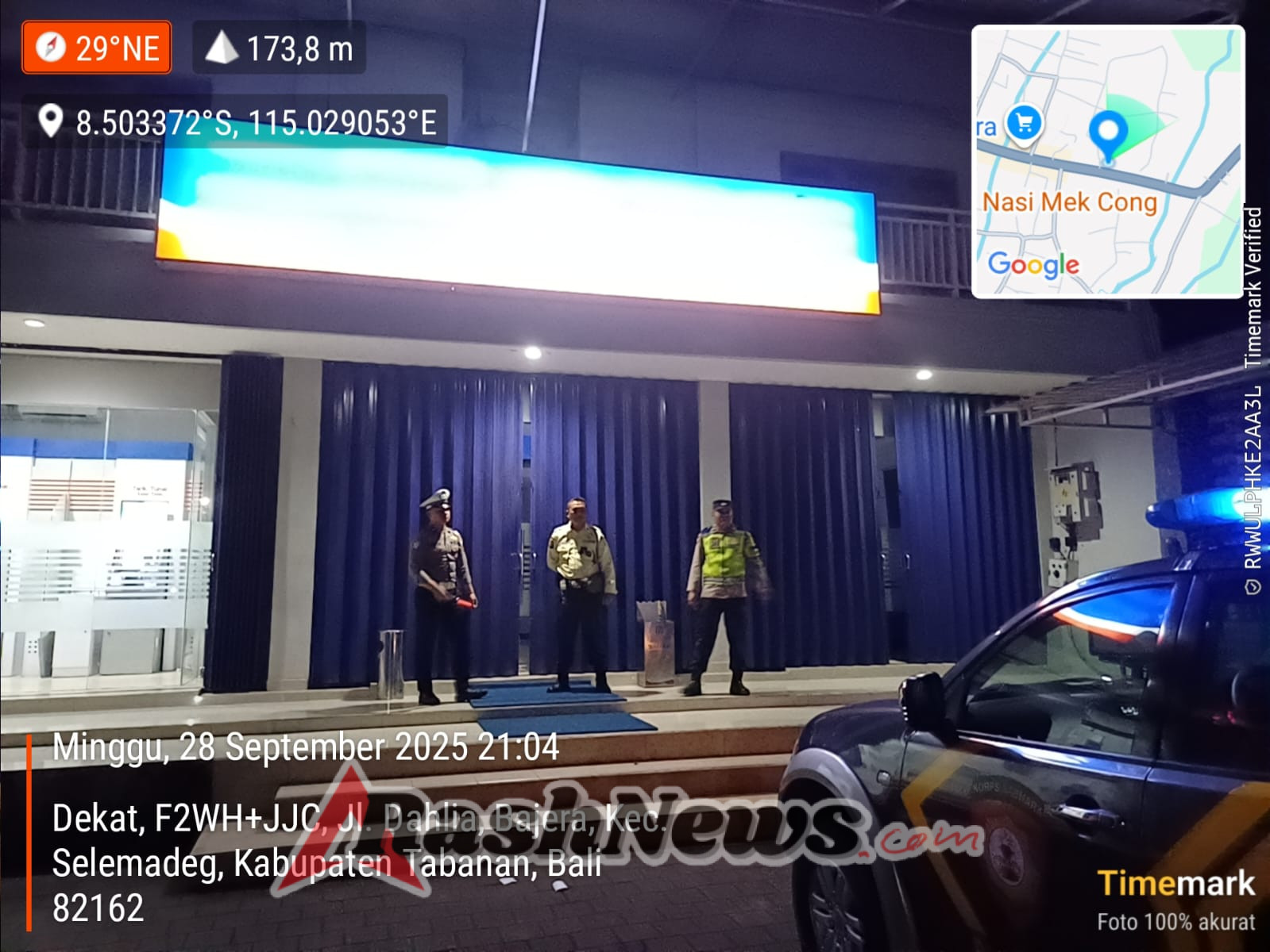 Jamin Keamanan Warga, Polsek Selemadeg Gencarkan Patroli Blue Light Wujudkan ‘Zero Street Crime’