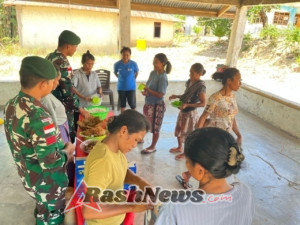 Sinergitas Dengan Masyarakat, Pos Baen Dukung Program PMT.