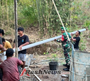 Babinsa Dampingi Pembangunan Sumur Bor, 68 KK di Labuan Tereng Kini Nikmati Air Bersih