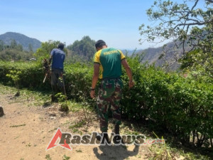 Semangat Hari Jadi TNI, Pos Manusasi Adakan Karya Bakti Bersama Masyarrakat